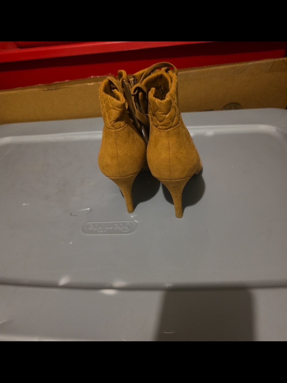 Women's Lace-Up Pointed Toe Ankle Boots - Camel - Picture 4 of 6